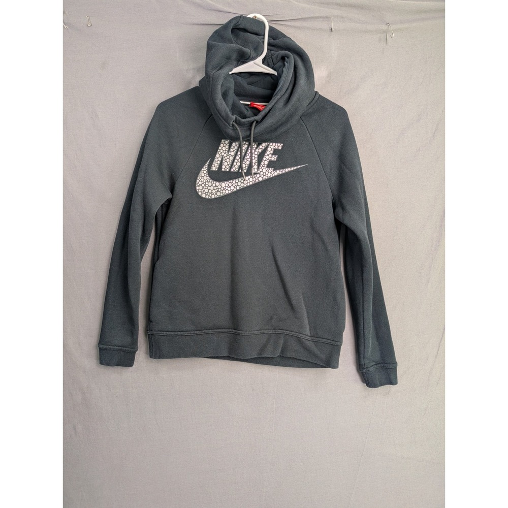 Nike Womens Pullover Funnel Neck Hoodie 916586-010 Dark Gray XS